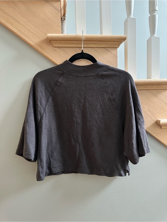a new day Tops - a new day Charcoal Cropped Boxy Short-Sleeve Sweatshirt
